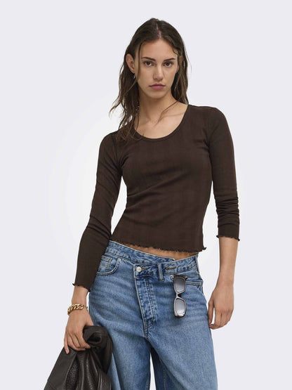 Only Tenna, t-shirt maniche corte da donna marrone