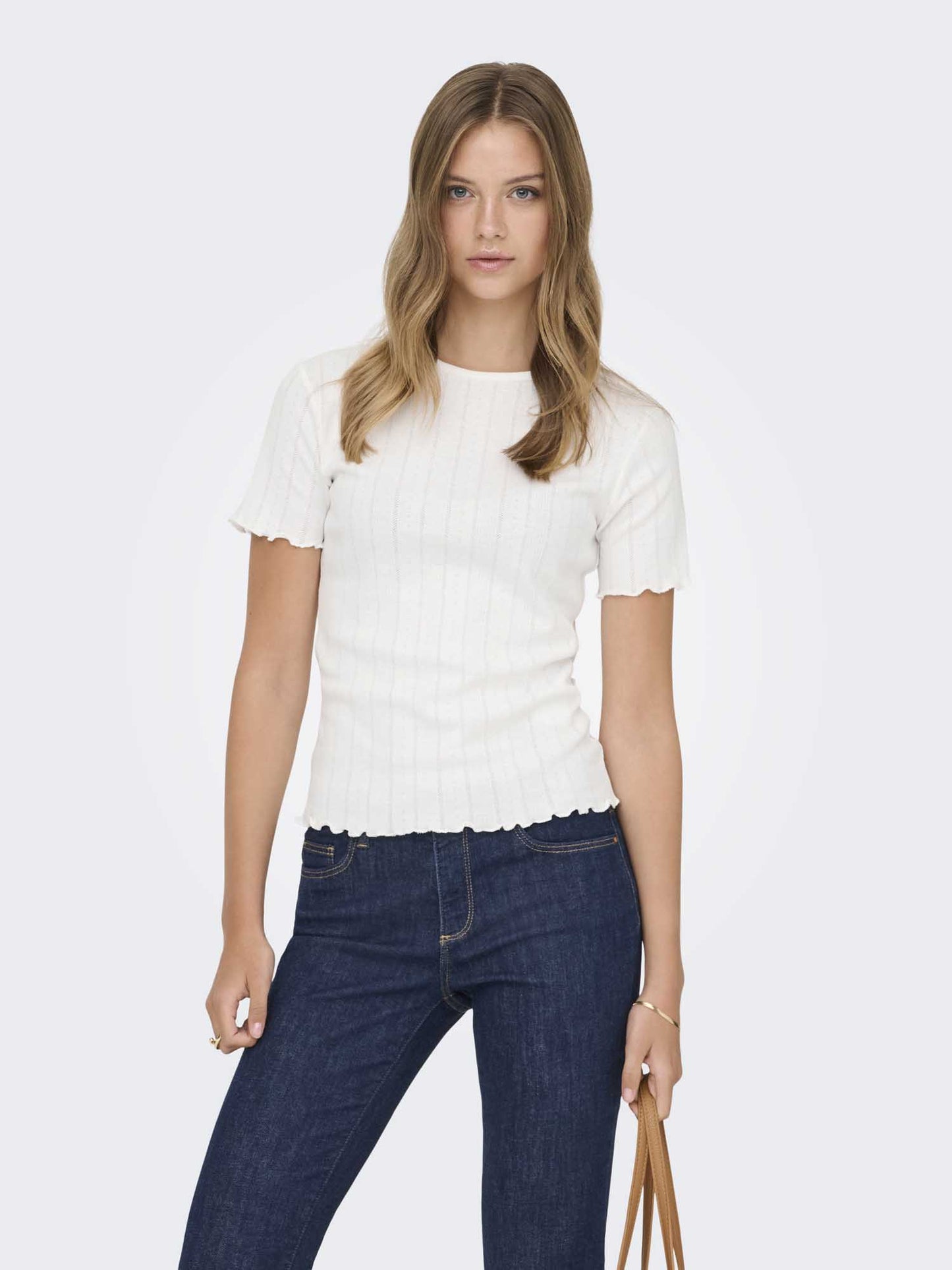 T-shirt Only Onltenna donna bianca a maniche corte in cotone