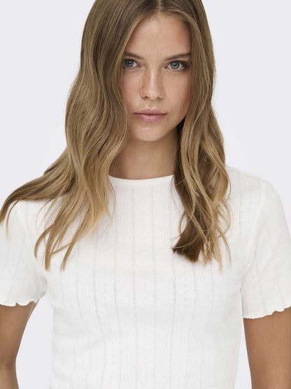 T-shirt Only Onltenna donna bianca a maniche corte in cotone