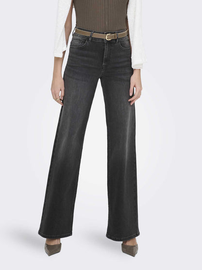 Jeans Only Madison Blush a vita alta e gamba larga da donna nero