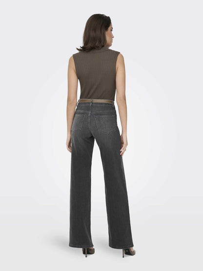 Jeans Only Madison Blush a vita alta e gamba larga da donna nero