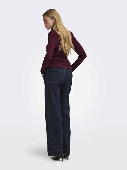 Only Sara, t-shirt maniche corte da donna bordeaux