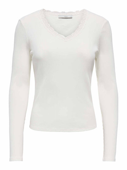 Only Sara, t-shirt maniche corte da donna panna