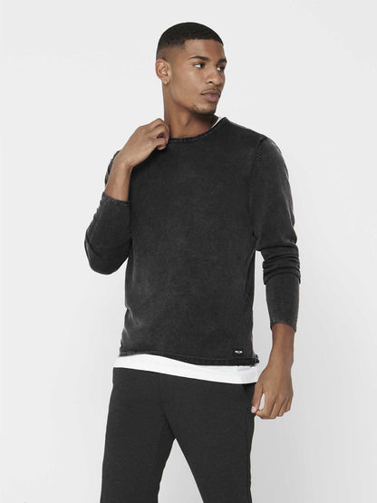 Only & Sons Onsgarson, pullover girocollo uomo nero casual