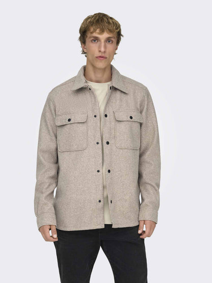 Only & Sons Ash, camicia da uomo beige