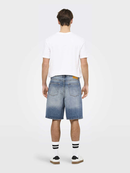 Only & Sons Fade, bermuda da uomo in denim