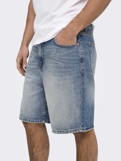 Only & Sons Fade, bermuda da uomo in denim