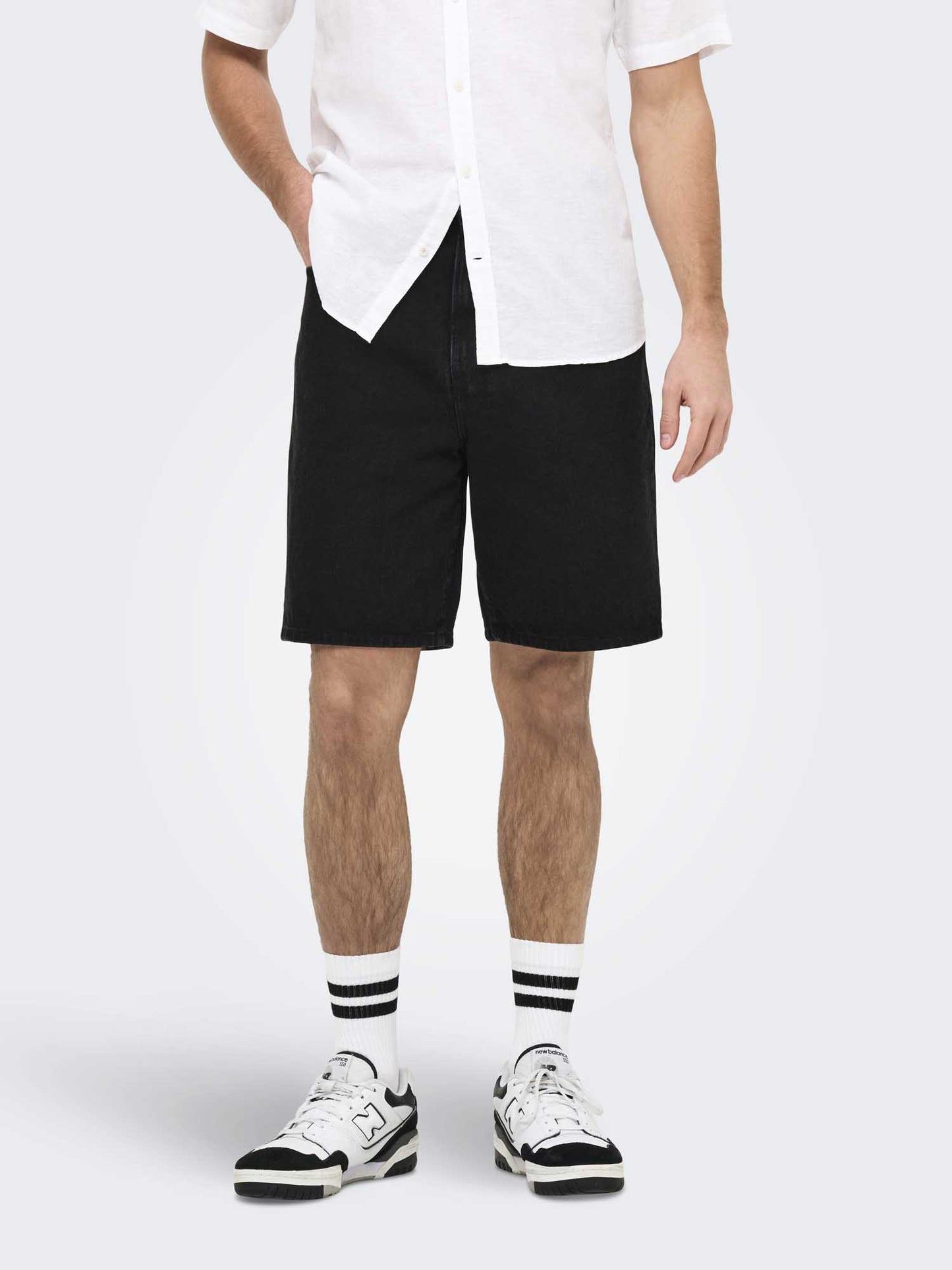 Shorts Fade di Only & Sons in cotone nero da uomo