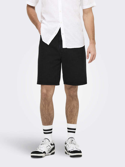 Shorts Fade di Only & Sons in cotone nero da uomo