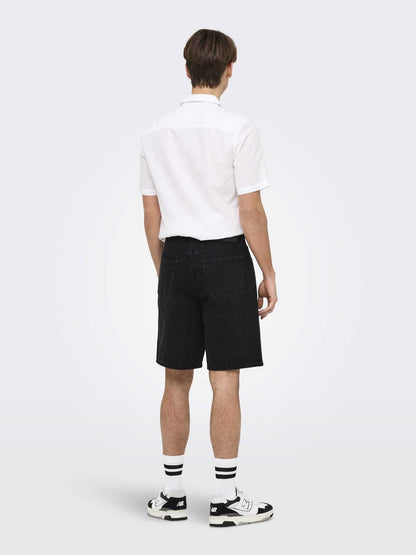Shorts Fade di Only & Sons in cotone nero da uomo