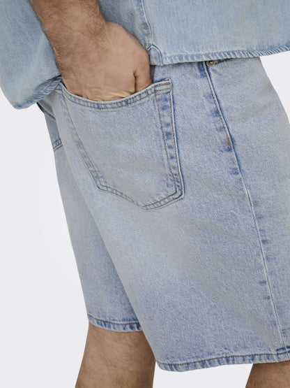 Short baggy Onsfive in denim chiaro unisex