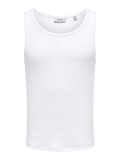 Only & Sons Tanner, canotta bianca da uomo a girocollo