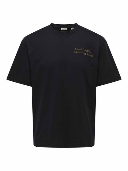 Only & Sons Ons Aaron, t-shirt nera da uomo in cotone organico