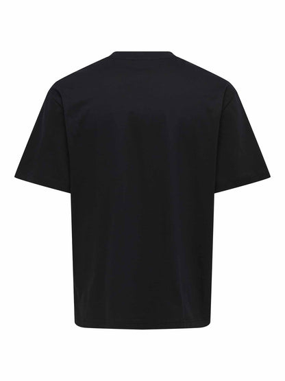 Only & Sons Ons Aaron, t-shirt nera da uomo in cotone organico