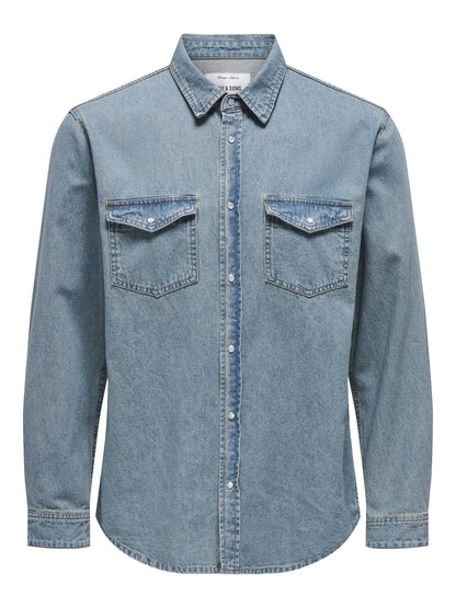 CAMICIA BANE ONLY&SONS DA RAGAZZO MEDIUM BLUE DENIM