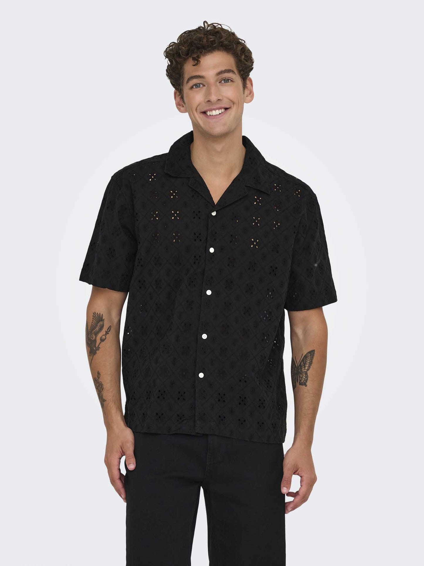 Only & Sons Aron, camicia da uomo nera elegante e versatile