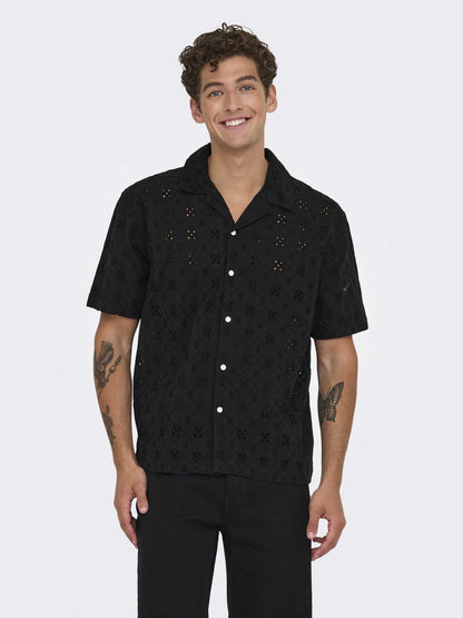 Only & Sons Aron, camicia da uomo nera elegante e versatile