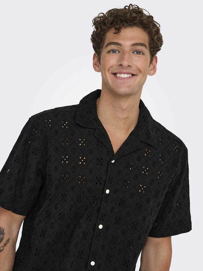 Only & Sons Aron, camicia da uomo nera elegante e versatile