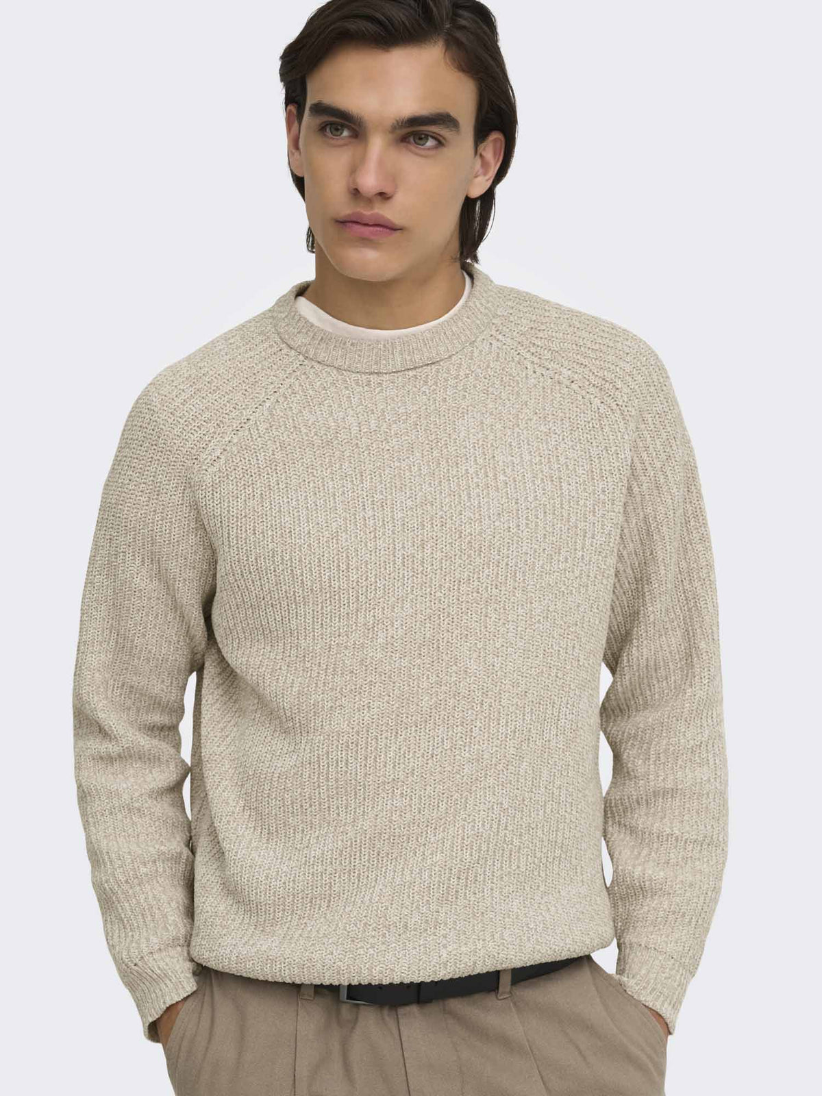 Only & Sons Onsjoin, maglia da uomo beige