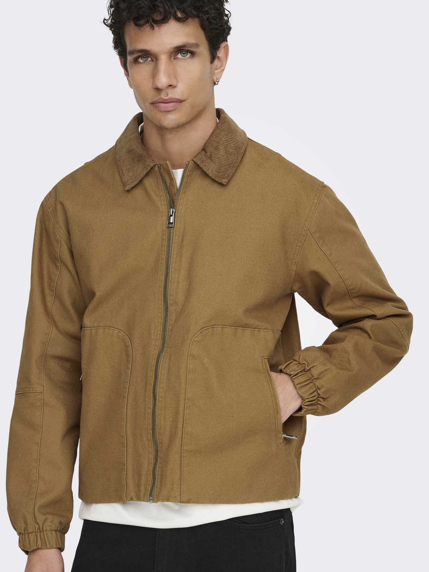 Only & Sons Onserik, giubbotto casual beige in cotone da uomo