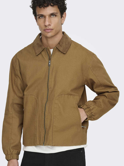 Only & Sons Onserik, giubbotto casual beige in cotone da uomo