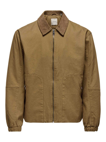 Only & Sons Onserik, giubbotto casual beige in cotone da uomo