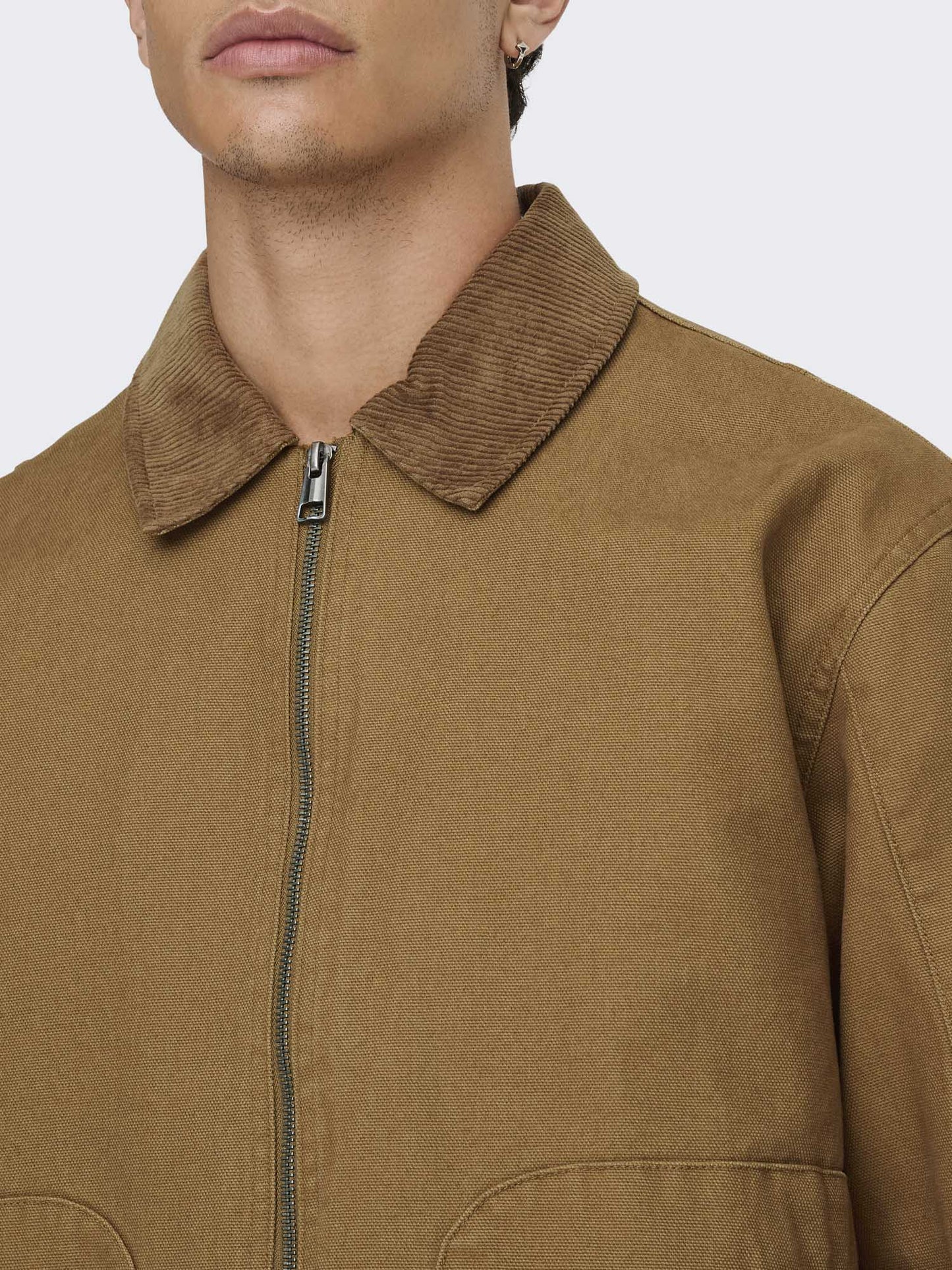 Only & Sons Onserik, giubbotto casual beige in cotone da uomo