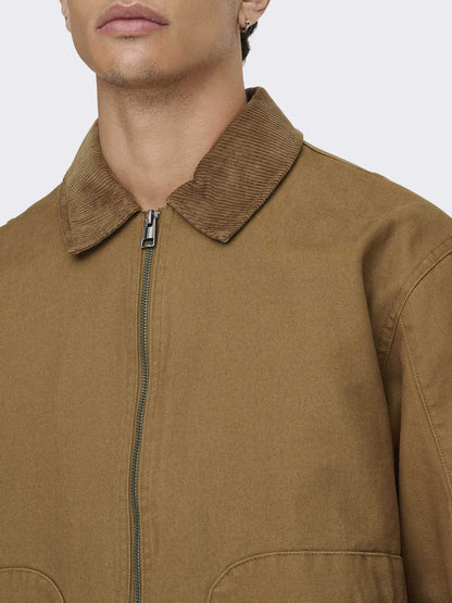Only & Sons Onserik, giubbotto casual beige in cotone da uomo