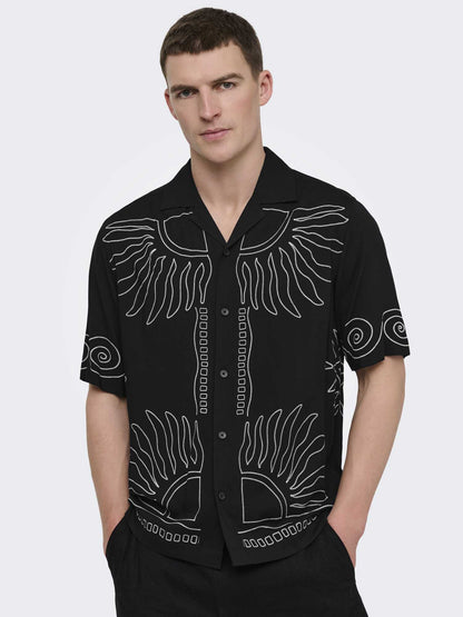 Only & Sons Wright, camicia uomo nera primavera-estate