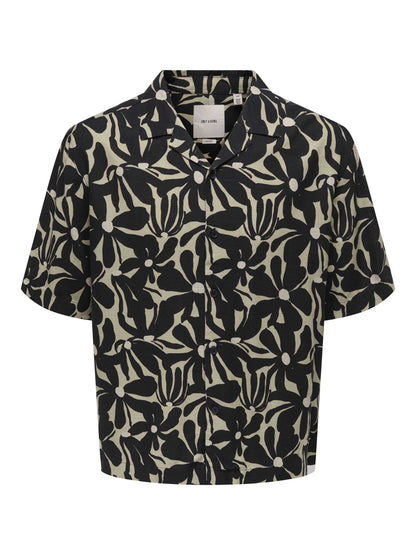 Camicia uomo Only & Sons Harvi in nero per la primavera-estate