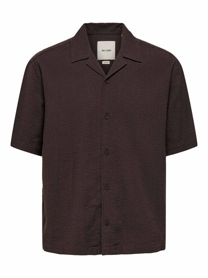 Camicia Cruz uomo marrone Only & Sons dalla vestibilità classica