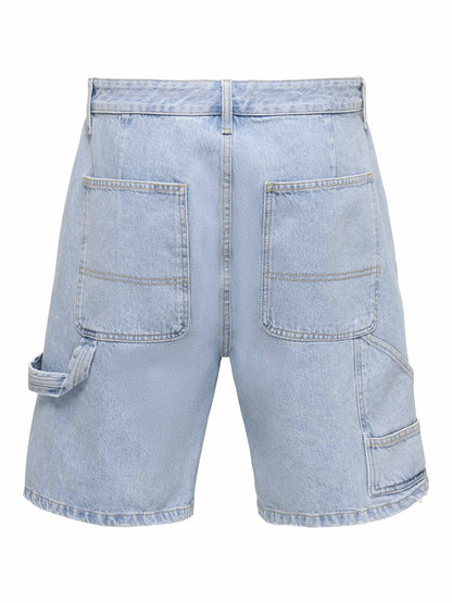 Only&sons fade bermuda da uomo jeans chiaro