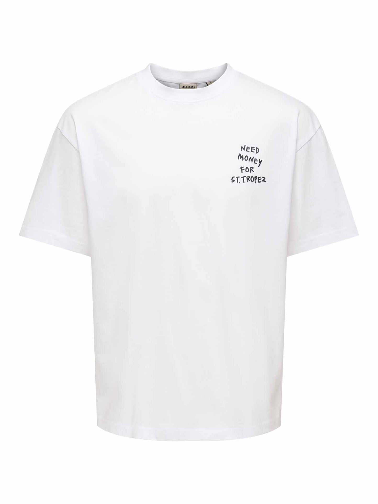 T-shirt maniche corte Only & Sons Money Loos bianca da uomo