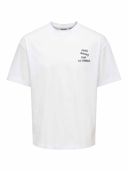 Only&sons money loos t-shirt da uomo bianco