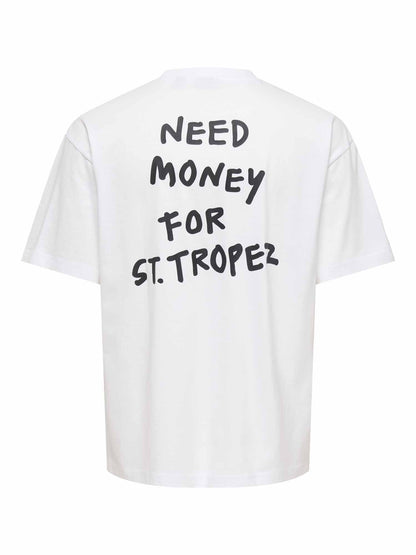 Only&sons money loos t-shirt da uomo bianco