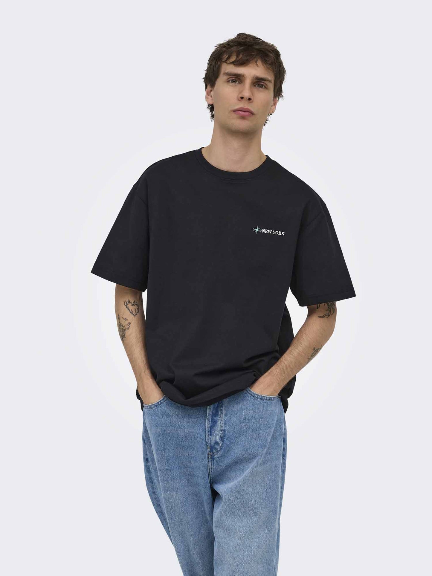T-shirt maniche corte Only & Sons Fred da uomo nera