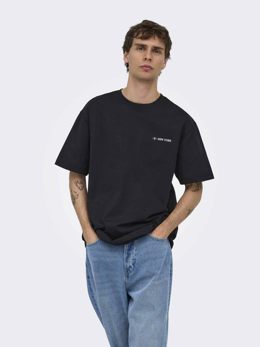 T-shirt maniche corte Only & Sons Fred da uomo nera