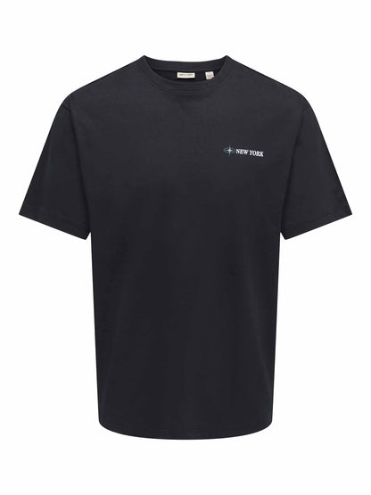 T-shirt maniche corte Only & Sons Fred da uomo nera