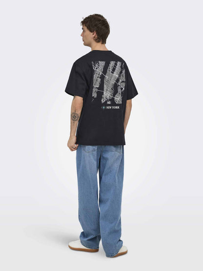 T-shirt maniche corte Only & Sons Fred da uomo nera
