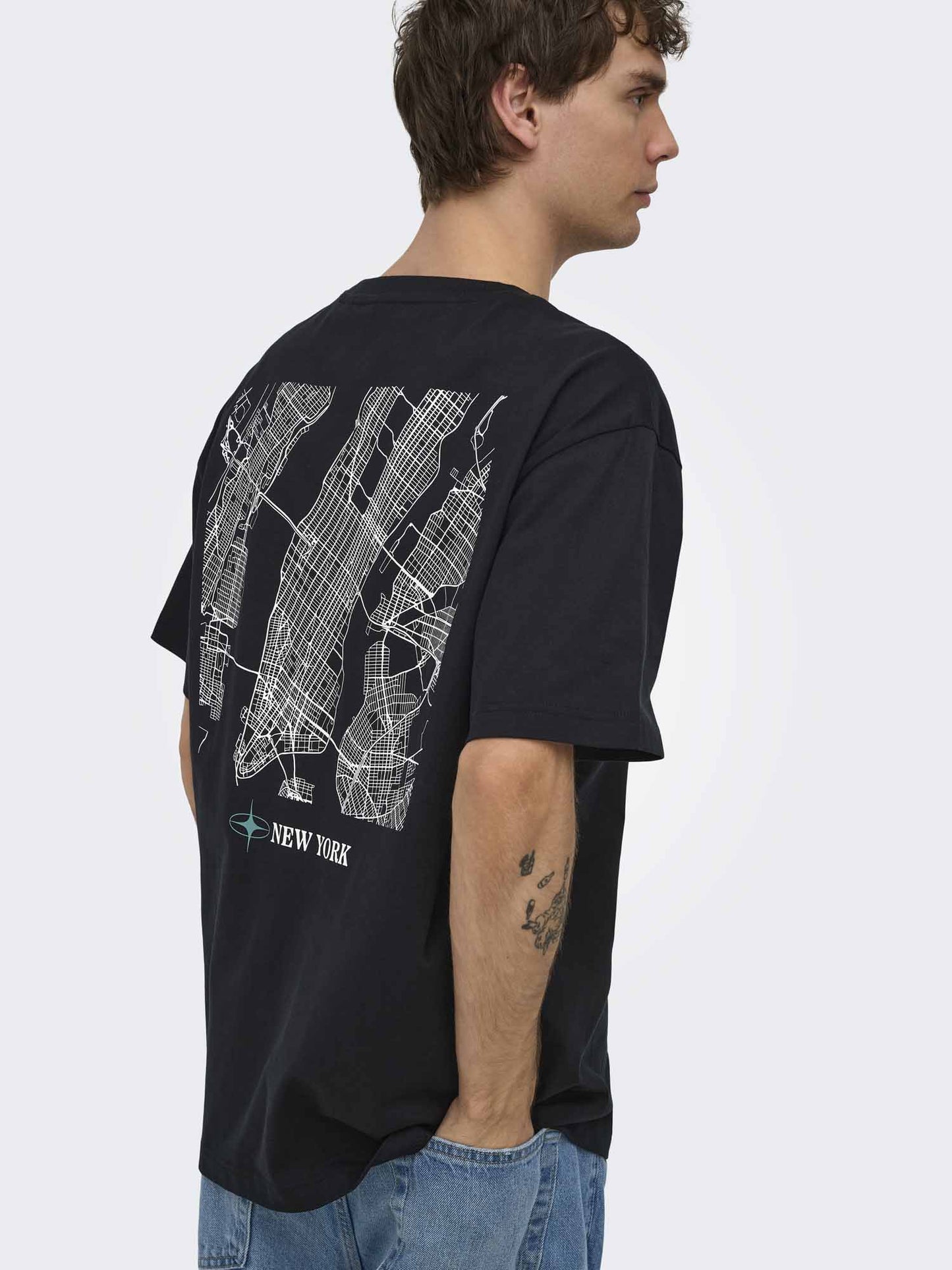 T-shirt maniche corte Only & Sons Fred da uomo nera