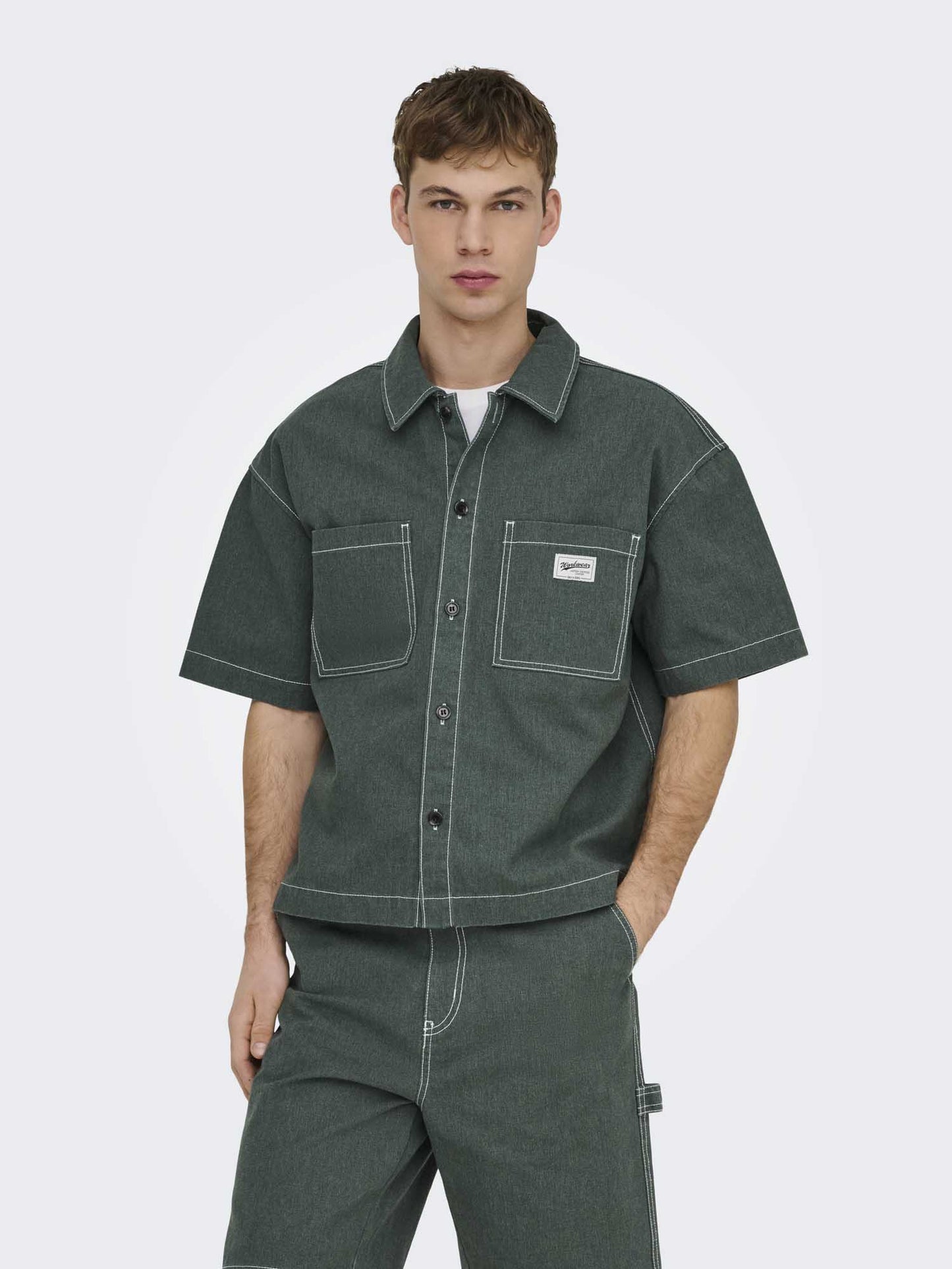 Only & Sons Zealand, camicia uomo verde per la primavera estate