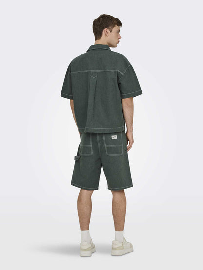 Only & Sons Zealand, camicia uomo verde per la primavera estate
