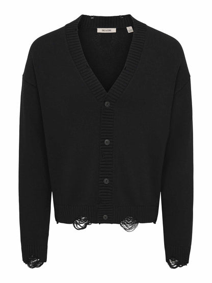 Only & Sons Ons Tune Ds Crop Cardigan Knit, maglia da uomo nera