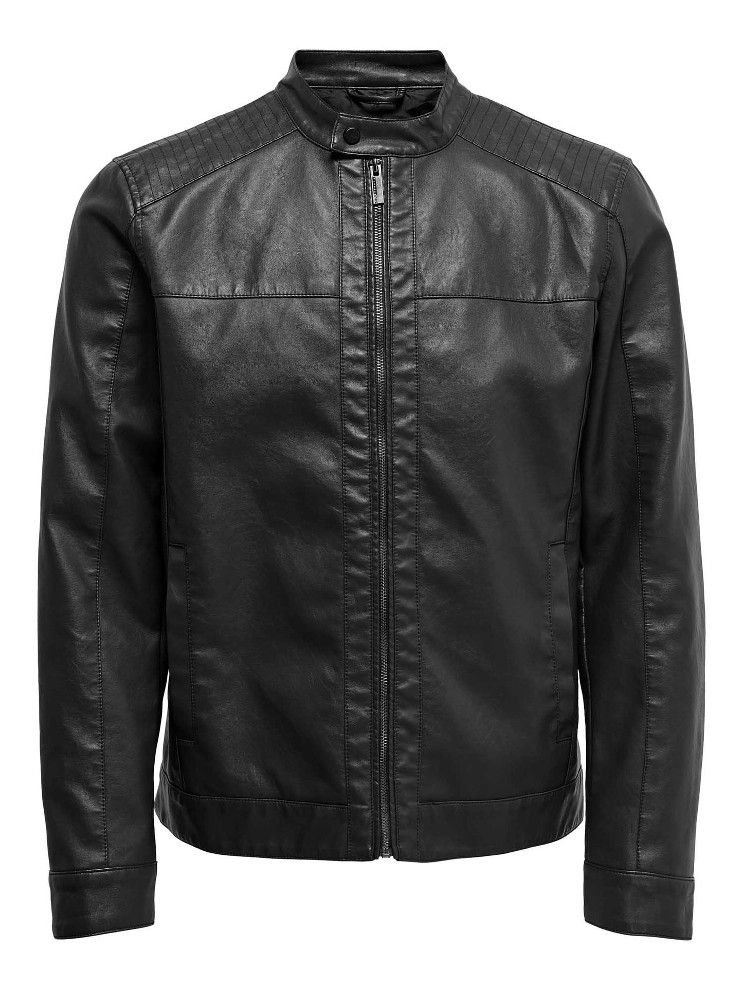 Only & Sons Onsmike, giubbotto casual da uomo nero con zip e bottoni