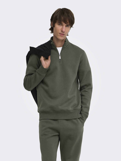 Only & Sons Onsceres, felpa da uomo verde