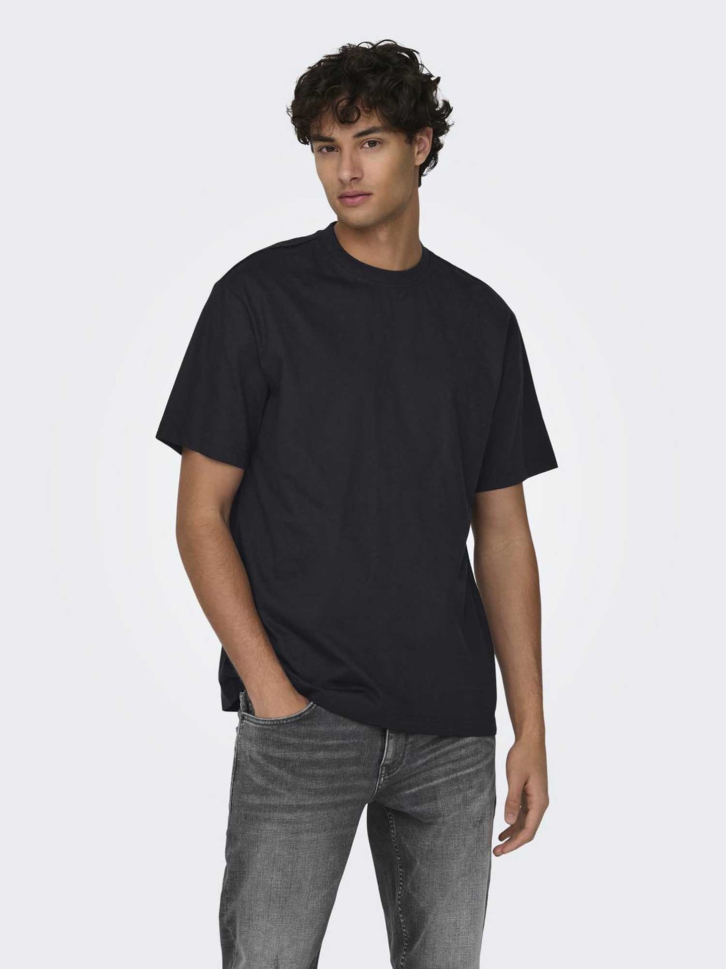 T-shirt Fred girocollo da Uomo nera, casual e versatile