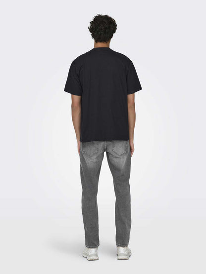 T-SHIRT FRED GIROCOLLO ONLY&SONS DA RAGAZZO NERO