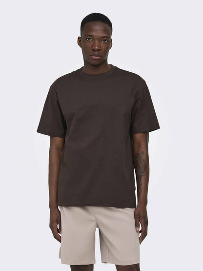 Only & Sons Fred, t-shirt maniche corte da uomo marrone