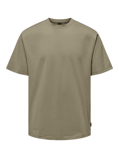 T-shirt Onsfred da uomo in cotone fango con vestibilità rilassata