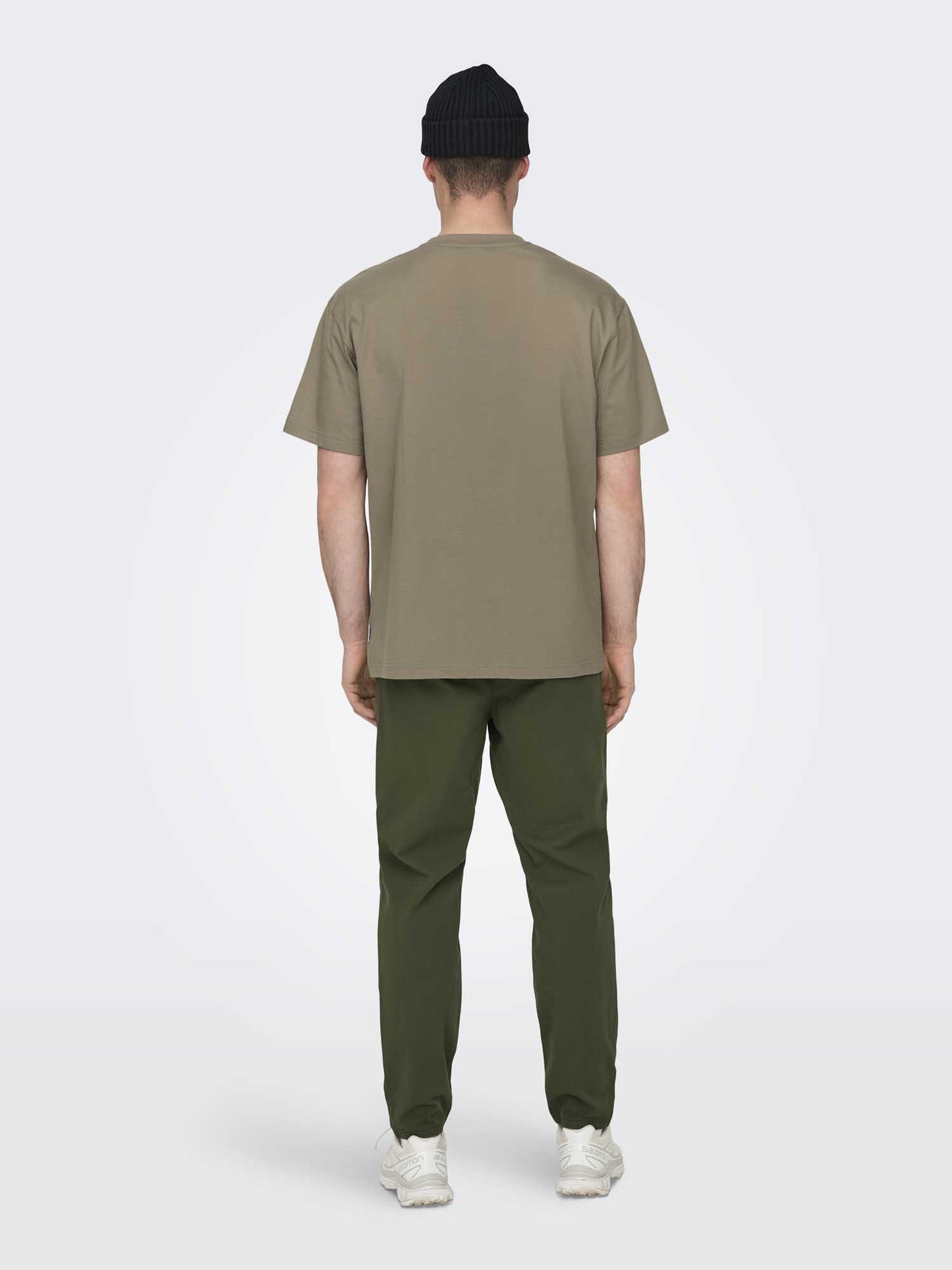T-shirt Onsfred da uomo in cotone fango con vestibilità rilassata
